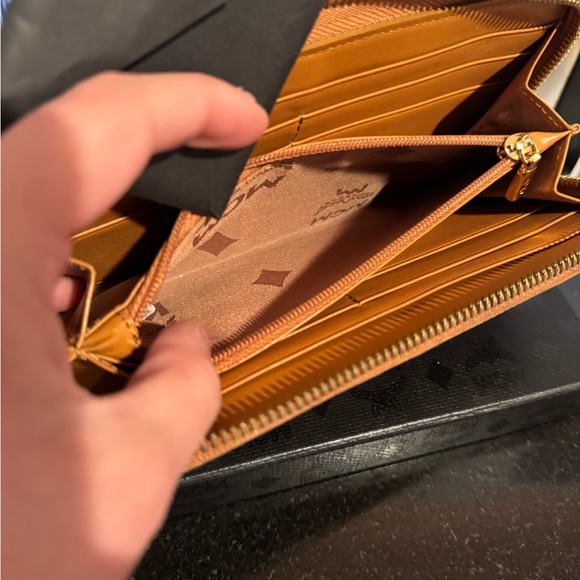 MCM Cognac Leather Wallet w/ Stripe Detail - Picture 8 of 8